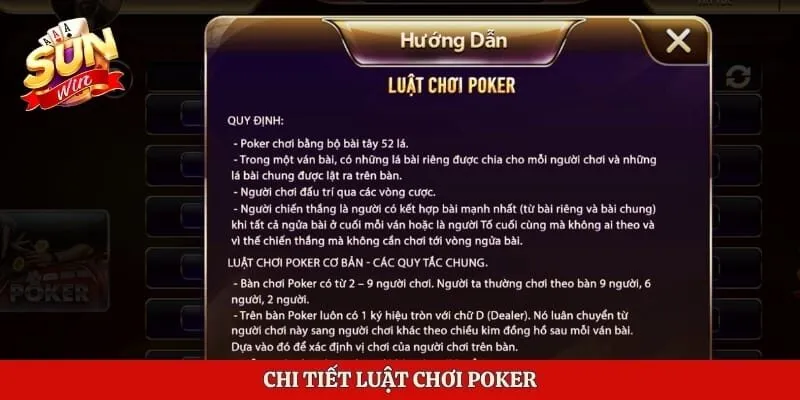 Cách Chơi Poker Hiệu Quả Cho Người Mới Tại Sunwin 3 Chi tiết luật chơi Poker